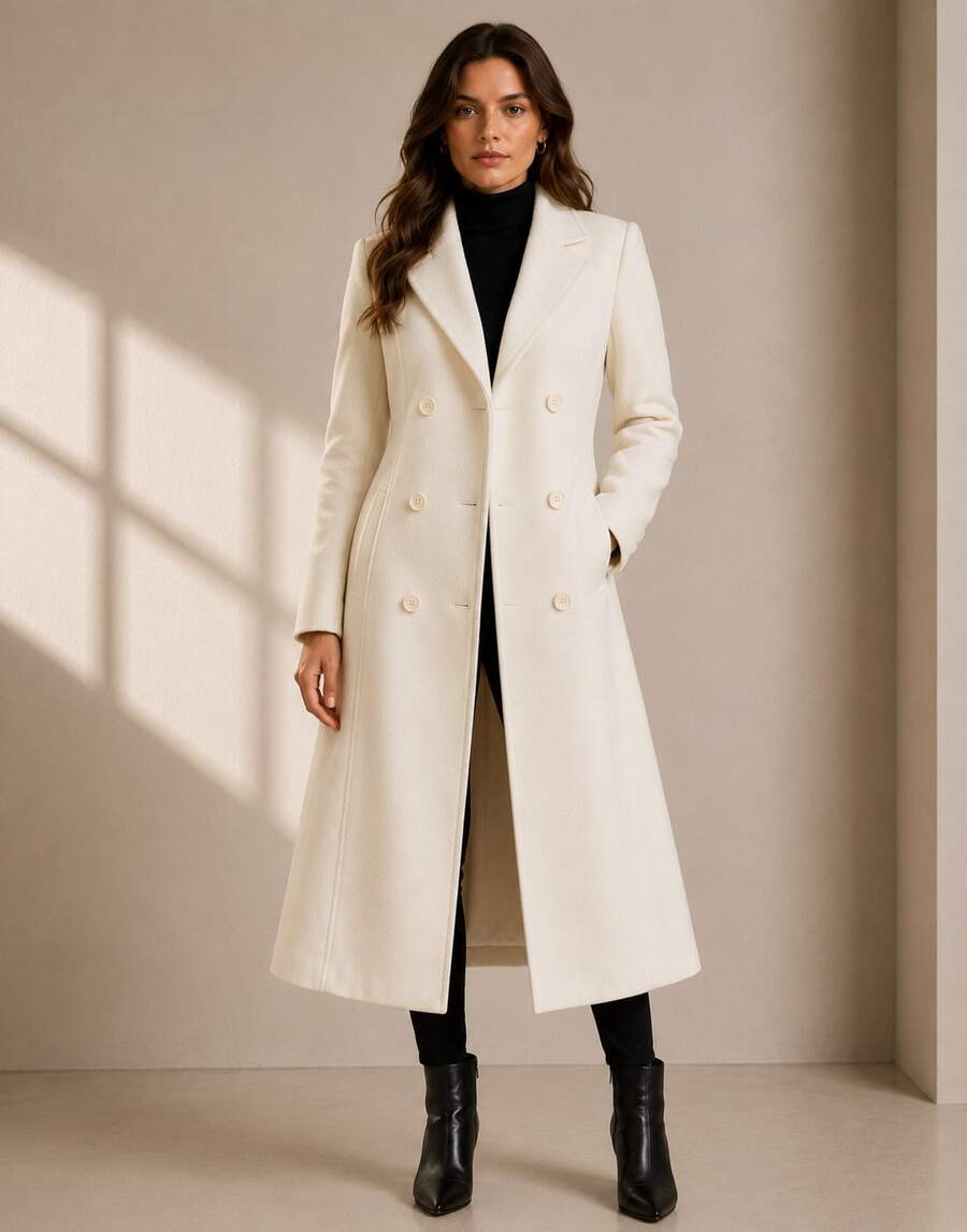 Luxury Lined Winter Jacket/Clothes Coat - White - View 1