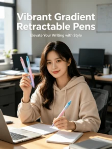 6/10 piezas Bolígrafo retráctil de tinta suave con degradado multicolor de 0,7 mm, práctico para oficina, estudio, escritura, regalo - Distribución mixta aleatoria - Ver 2