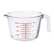 CLICKYA-Jarra medidora de cristal 500 cc y 1000 cc con asa ergonómica, pico vertedor y marcas de medición en tazas y onzas – Recipiente transparente resistente para cocina, repostería, mezclas, leche, agua, zumos y preparación de recetas - 1000 cc - Ver 2