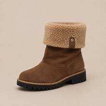 Women's Mid-Calf Boot With Fleece Lining, Comfortable For Winter - 亮橙色 - 查看 1