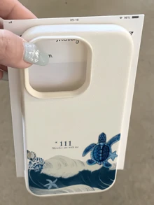 1個白色數位海龜插圖個性化極簡防震柔軟TPU時尚手機殼 全包覆防污保護套 適用於Apple 17 16 15 14 13 12 11 Pro Max Air 及系列 - 彩色 - 查看 1