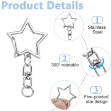 40pcs Star Shaped Rotating Spring Keychain, With 40pcs Open Jump Ring ,Suitable For Keychain Lanyard, DIY Crafts, Holiday Gift, Bag Decorations - Star Keychains and Rings - View 6