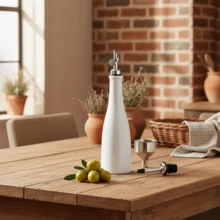 1 Set (1 Ceramic Bottle With 2 Pour Spouts And 1 Funnel) Ceramic Olive Oil Dispenser Bottle With Stainless Steel Leak-Proof Pour Spout, Modern Glass Oil Bottle For Kitchen Cooking - View 10