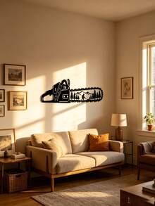 1 pezzo Decorazione da parete in metallo a forma di motosega da boscaiolo, opera d'arte degli attrezzi da boscaiolo, decorazione da parete in metallo per officina da boscaiolo, arte della scultura del legno, decorazione rustica per attrezzi, decorazione per scene, decorazione per feste a tema, decorazione da parete. Naturalmente, può anche essere un regalo perfetto per qualsiasi occasione, come il riscaldamento della casa, il compleanno, San Valentino, ideale per la decorazione di casa, matrimonio, Natale! - nero - Visualizzare 7