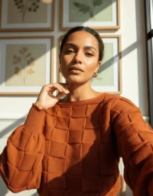 Women Sweaters - Rust Brown - View 4
