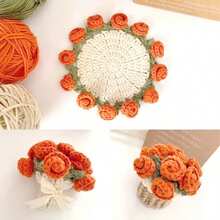 Bouquet de fleurs au crochet, sous-verres, fleurs en pot au crochet, mini rose tricotée à la main terminée, cadeau romantique pour filles et mamans pour anniversaire, anniversaire de mariage, Saint-Valentin, rouge - Multicolore - Voir 16