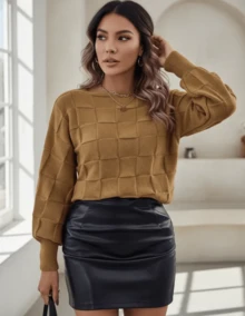 Women Sweaters - Brown - View 2