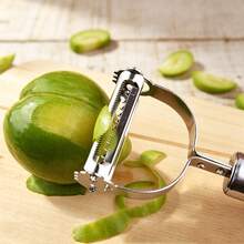 1pc Metal Fruit & Vegetable Peeler, Creative Reusable Sharp Blade, Durable Portable Multifunctional Kitchen Tool For Potato, Apple, Pear, Carrot And Daily Cooking - Multicolor - View 4