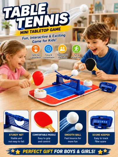 Bộ trò chơi bóng bàn mini cho trẻ em, đồ chơi bóng bàn tương tác để bàn, trò chơi thể thao trong nhà cho cha mẹ và con cái, rèn luyện phối hợp tay mắt, quà tặng sinh nhật Giáng sinh cho bé trai và bé gái.