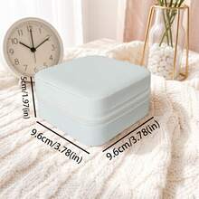 Joyero de PU minimalista blanco, portátil y adecuado para guardar anillos y collares, 1 pieza - Blanco - Ver 7