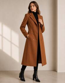 Winter Coat Jacket, Lined, Luxury Overcoat - 駝色 - 查看 1