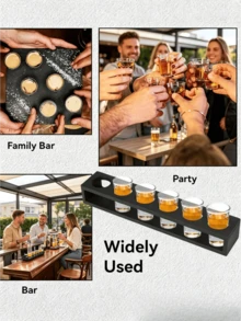 6-Slot Whiskey Glass Holder, Straight/Curved Styles, Party Bar Glass Storage Tray, Whiskey Glass Display Rack, Essential For Party Atmosphere, Bar Commercial/Home Multi-Function Cup Holder, Suitable For Whiskey And Tequila Lovers - View 9