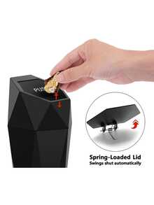 Press-Type Car Trash Can With Lid - 1pc, Mini Car Interior Accessory, Leak-Proof Trash Can, Multi-Purpose Storage Box And Organizer, Suitable For Car, Home, Office - Black - View 5
