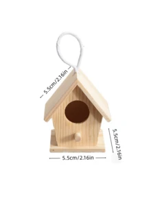 1pc Hanging Waterproof DIY Outdoor Solid Wood Birdhouse, Customizable Hanging Mini Bird Nest, Suitable For Sparrows, Parrots, Birds, Hummingbirds, Indoor And Outdoor Use, Handmade Solid Wood, Anti-Fall - View 9