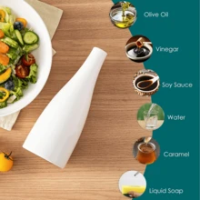 1 Set (1 Ceramic Bottle With 2 Pour Spouts And 1 Funnel) Ceramic Olive Oil Dispenser Bottle With Stainless Steel Leak-Proof Pour Spout, Modern Glass Oil Bottle For Kitchen Cooking - View 5