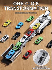 Children's Transformable Launch Track Car Toy Set With 6 Mini Race Cars (Random Style And Color), Launcher Vehicle Interactive Transformable SUV Toy Gift Suitable For 3-12 Year Old Boys And Girls Game Birthday Holiday Children's Day Gift - 彩色 - 查看 5