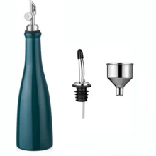 1 Set (1 Ceramic Bottle With 2 Pour Spouts And 1 Funnel) Ceramic Olive Oil Dispenser Bottle With Stainless Steel Leak-Proof Pour Spout, Modern Glass Oil Bottle For Kitchen Cooking - View 13