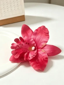 2件/組 女款酒紅色漸層紮染杜鵑花與泰國花髮夾，海灘度假風，中式花卉，漸層，耳後與前額瀏海髮夾，婚禮DIY裝飾側夾，抓夾 - 酒紅色 - 查看 2