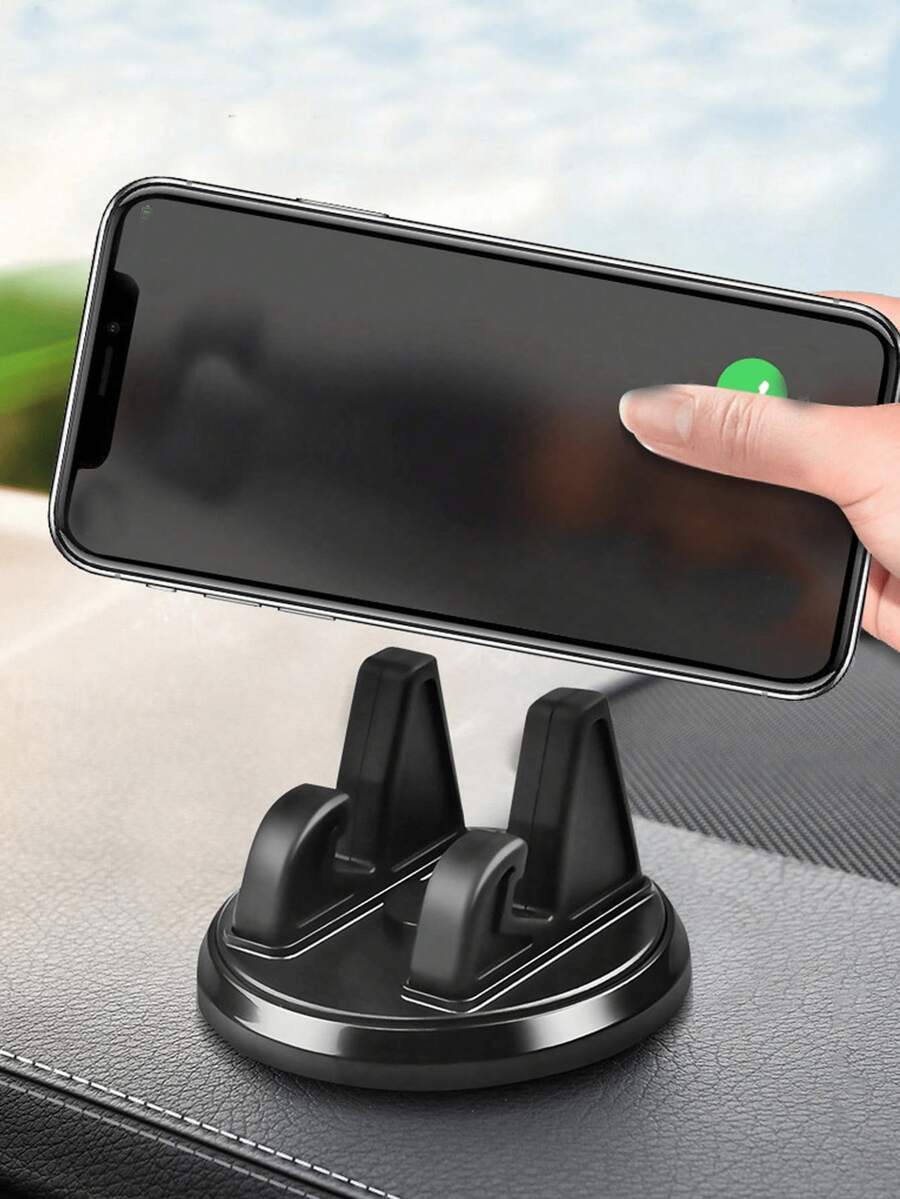 Dudukan Ponsel Dashboard Mobil yang Dapat Berputar 360°, Dudukan Ponsel Melingkar Multifungsi, Braket Navigasi Perekat, Dudukan Ponsel Dashboard ABS yang Dapat Diputar - Hitam - View 1