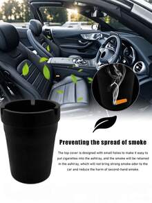 便攜式汽車菸灰缸附蓋，無煙防風自動熄滅，無味密封式灰杯，適用於大多數汽車杯架，通用汽車內飾配件 - A - 查看 1