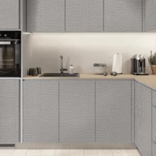 1 Roll Grey Fabric Texture Home Decor Wallpaper, Waterproof Oil-Proof Wall Sticker, Kitchen Decor, Self-Adhesive Removable PVC Wallpaper, Suitable For Kitchen Cabinets, Bedroom, Living Room Countertops, Furniture Renovation Peel And Stick Wallpaper. Renovation Sticker - Grey - View 7
