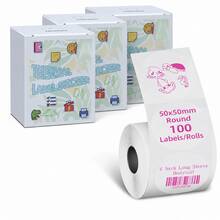 透明粉色圓形熱感貼紙紙 50*50mm 自黏標籤，100張/捲，適用於 M110/M120/M220/M250 印表機，適合 DIY 計劃書貼紙、包裝與整理 - 查看 2