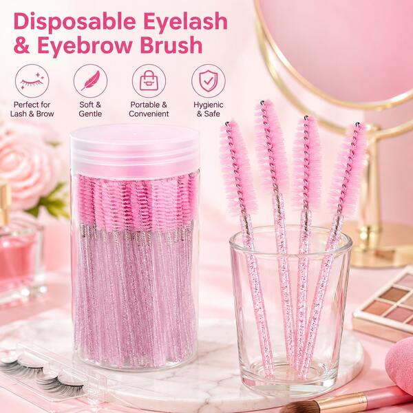 Bộ 20 cây cọ lông mi và lông mày dùng một lần, đầu cọ mascara di động, phù hợp nối mi, tỉa lông mày và trang điểm, dụng cụ làm đẹp du lịch tiện lợi