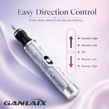 GANLAIX 12位电动指甲打磨套装，多功能指甲钻，USB充电 - 适用于厚指甲的指甲打磨器，专业4速电动指甲锉，指甲抛光护理塑形工具，专业美甲打磨工具，女士佳礼，品质优良，价格合理 - 紫色 - 查看 2