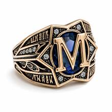 1pc Vintage Punk Style Solid Copper Letter M Cubic Zirconia Diamond Appearance Ring For Men, Suitable For Birthday, Valentine's Day, Daily Wear - Bronze - View 3