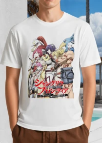 Shangri-La Frontier White Oversized T-Shirt With Anime Group Photo - Fantasy MMO Adventure Crew - Japanese Manga Style - White - View 1