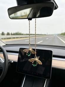 Colgante de coche con abeja de strass, adorno colgante de insecto de aleación vintage, accesorio para espejo retrovisor, accesorios de coche unisex - A - Ver 7
