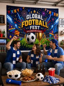 1 buah Latar Belakang Pesta Bertema Sepak Bola, Spanduk Karnaval Sepak Bola Dunia, Latar Belakang Foto, Cocok untuk Pesta Piala Dunia, Bar Olahraga, Hari Pertandingan, Pesta Ulang Tahun, dan Dekorasi Dinding Rumah - Beraneka warna - View 5