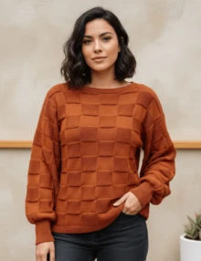 Women Sweaters - Rust Brown - View 1
