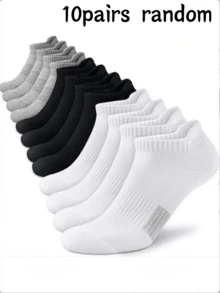 5/10 paires de chaussettes de sport pour hommes noires et blanches pour l'extérieur, printemps/été - Multicolore - Voir 6