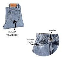Calça Jeans Pantalona Juvenil Feminina Cintura Alta – Fashion - Azul bebê - Visão 4