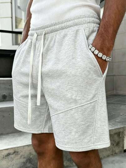 Men's Loose Fit Casual Sports Shorts, Suitable For Fitness, Basketball, Training, Running, Exercise, Street, Camping, Beach, Elastic Waistband Design With Drawstring Adjustment Summer