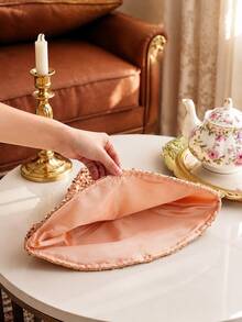 1pc Luxury Teapot Insulated Cover, Soft Textured Fabric Thermal Sleeve, Sequin Decorated Cloth Lid, Elegant Vintage Afternoon Tea Accessory, Suitable For Home Kitchen, Gift Occasions - Multicolor - View 4