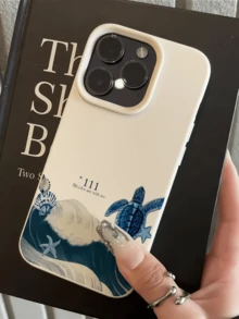 1個白色數位海龜插圖個性化極簡防震柔軟TPU時尚手機殼 全包覆防污保護套 適用於Apple 17 16 15 14 13 12 11 Pro Max Air 及系列 - 彩色 - 查看 2