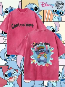 Disney IP Collaboration Cars Lightning McQueen Print Men's T-Shirt With Crew Neck And Short Sleeves, Relaxed Fit! Summer Clothing For Men, Cotton T-Shirt With Graphic Print, Suitable For Everyday Wear, Leisure And Sports. - Màu Hồng Tươi - Xem 1