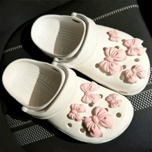 8pcs Pink Bowknot Series Shoe Charms For Clogs Garden Shoes Decoration, DIY Accessories For Women - Pink - View 2