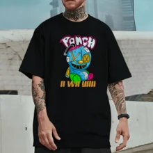 Camiseta Oversized Streetwear Ursinho Ponch a Wa Yah Tecido Premium Confortável e Estiloso, lançamento Inédito 2026 - Preto - Visão 1