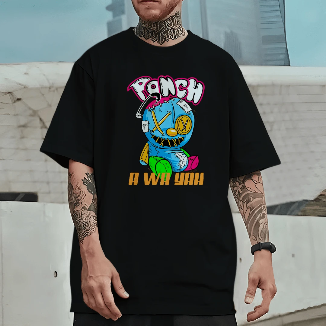 Camiseta Oversized Streetwear Ursinho Ponch a Wa Yah Tecido Premium Confortável e Estiloso, lançamento Inédito 2026 - Preto - Visão 1