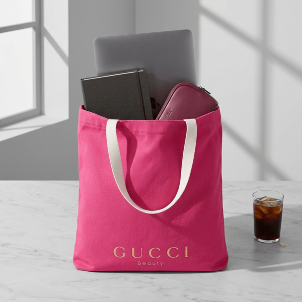 Tas Tote Kanvas Pink Gucci dengan Cetakan Huruf Emas, Tas Bahu Kapasitas Besar yang Dapat Digunakan Kembali, Tas Tangan Kasual untuk Sehari-hari, Belanja & Perjalanan, Dekorasi Kamar Tidur, Kembali ke Sekolah