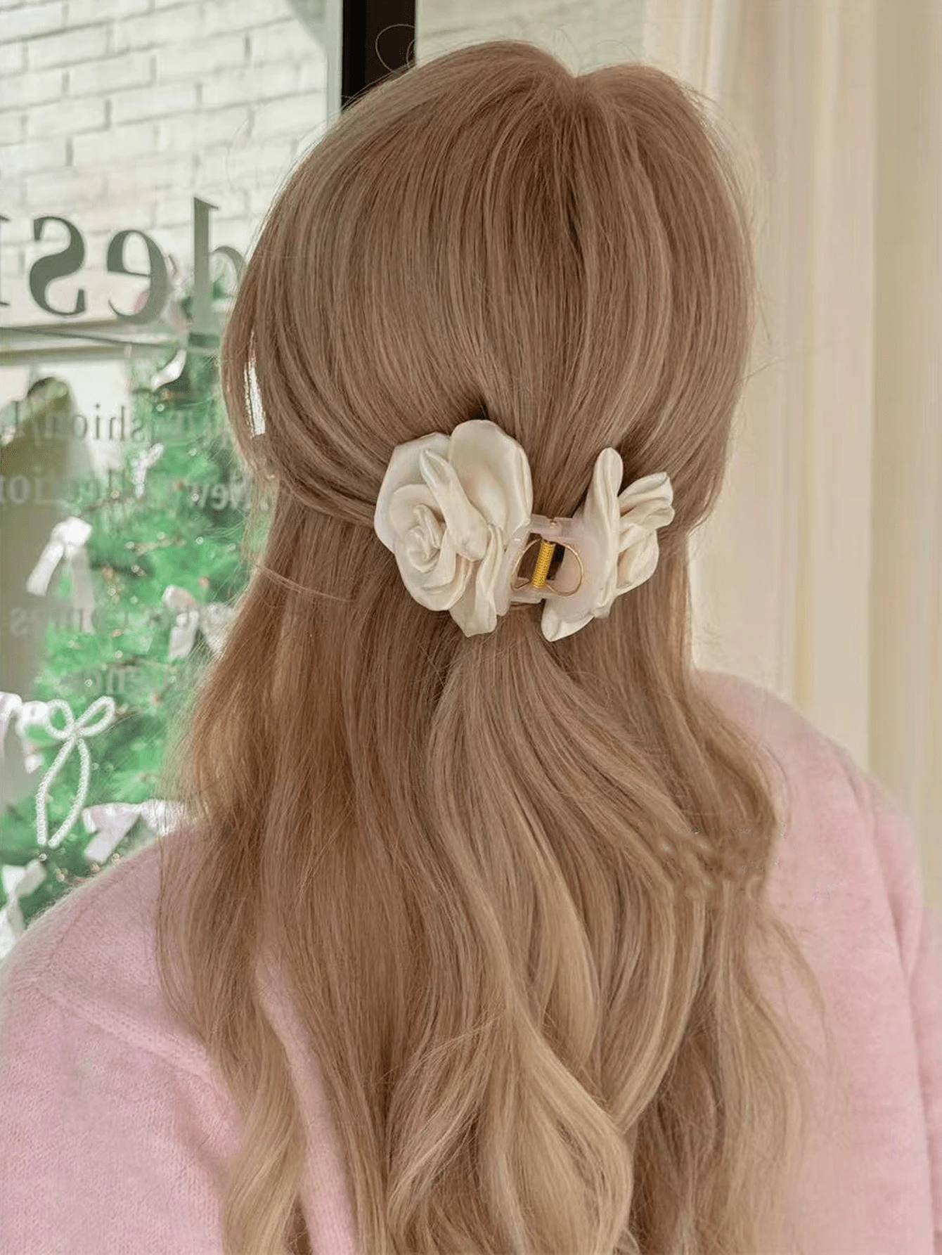 1PC Romantic Little Flower Bud Flower Clip Travel Atmosphere Satin Hair Claw - Multicolor - View 1