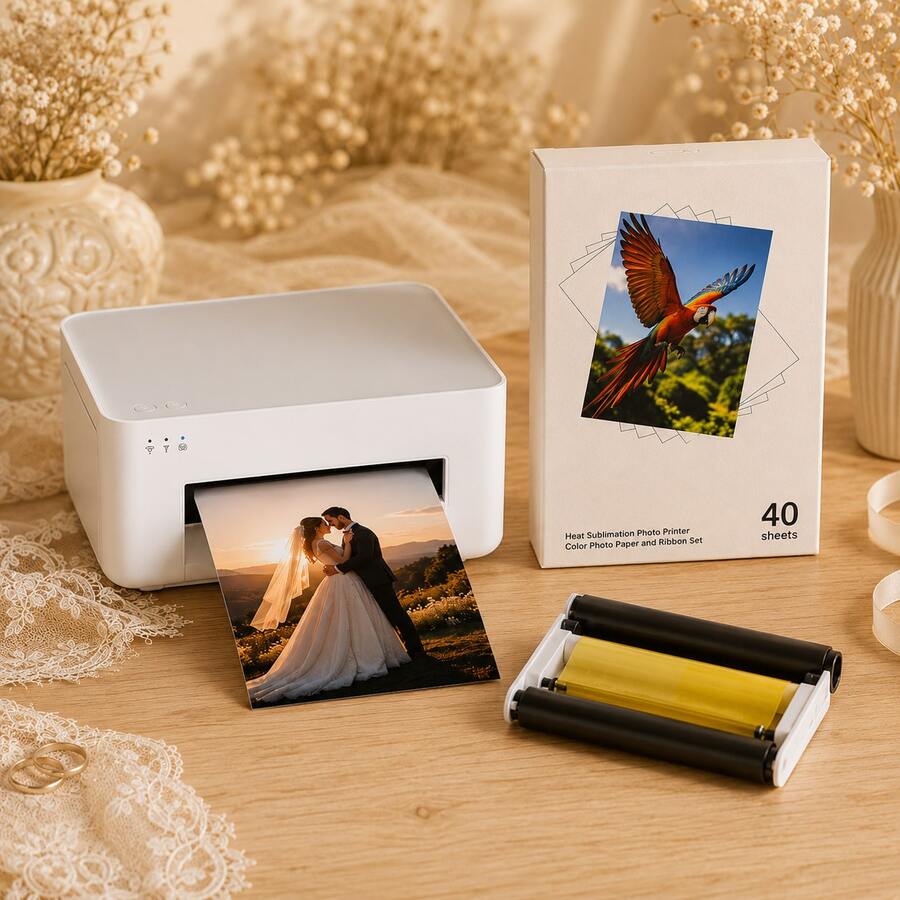 Bộ giấy in ảnh màu bóng – 40 tờ giấy in 6 inch + ruy băng mực cho máy in ảnh nhỏ gọn, lý tưởng cho ảnh chân dung độ phân giải cao, làm scrapbook & các dự án sáng tạo - Xem 1