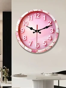 1 chiếc đồng hồ treo tường gỗ 2D phẳng họa tiết vân đá cẩm thạch hồng | Đồng hồ trang trí không tiếng động, thiết kế sáng tạo cho phòng ngủ, phòng khách, văn phòng, 25/30cm (không bao gồm pin AA) - Nhiều màu - Xem 3