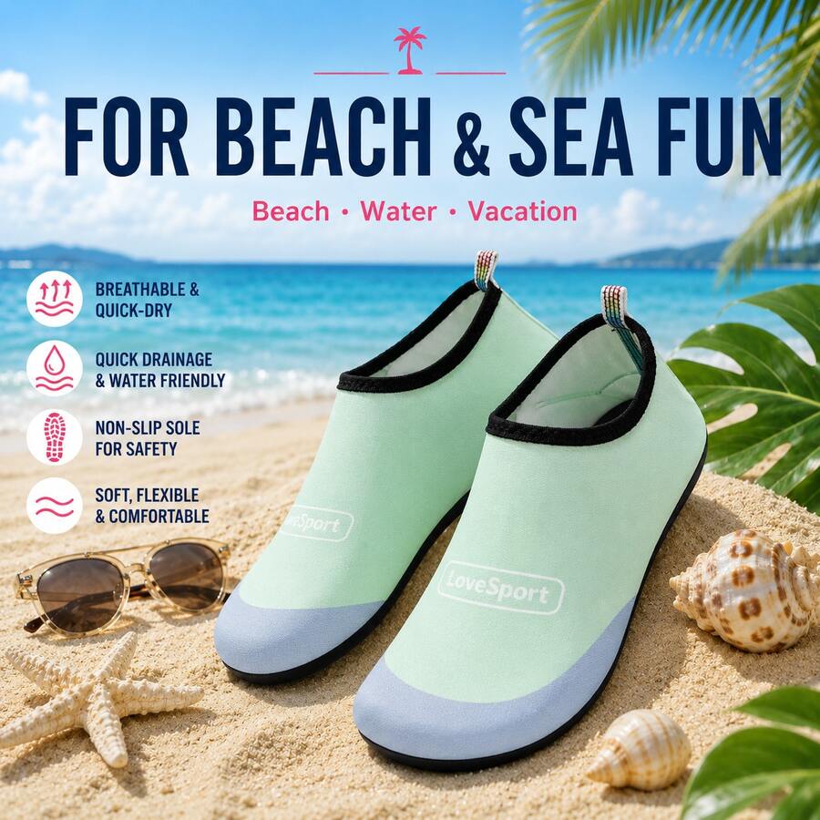 Sandalias de playa nuevas de secado rápido y transpirables en color verde-gris claro