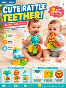 Mainan Gigitan Bayi, Mainan Gigitan Bayi Silikon Berbentuk Hewan Lucu dengan Suara, Membantu Mengembangkan Koordinasi Mata dan Tangan Bayi Baru Lahir, Cocok Sebagai Hadiah untuk Bayi Laki-laki dan Perempuan Baru Lahir - MultiWarna - View 4
