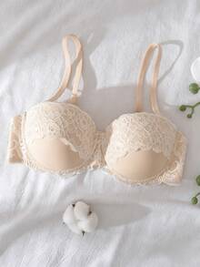 2pcs/Set Women's Lace Floral Padded Balconette Strapless Bra - Multicolor - View 4
