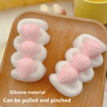 1/2pcs Strawberry Cream Rice Ball Silicone Squeezy Toy, Simulated Silicone DIY Stress Relief Toy, Squeeze Toy, Gift - Squishy Slow Rebound Squeeze Toy - Birthday Gift - Christmas Gift - Party Gift - Best Gift - Birthday Gift Or Party Filler - Travel Portable Stress Relief Toy - Multicolor - View 2